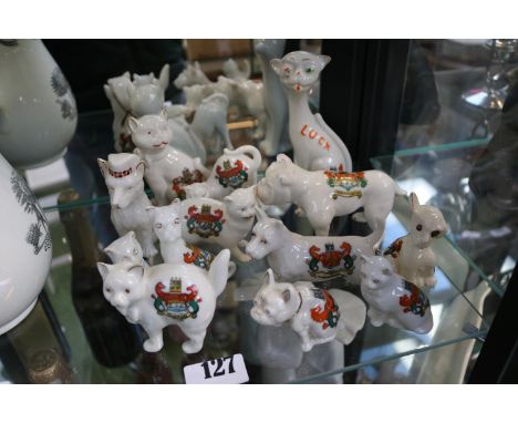 Local Interest; Collection of Cambridge marked Crested Ware Cats and Dogs to include Carltonware etc. 