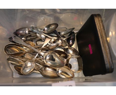 Collection of assorted Silver Flatware to include Cigarette Case 720g total weight 