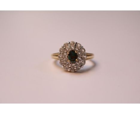 Ladies Opal and clear stone cluster ring Size N. 3.5g total weight 