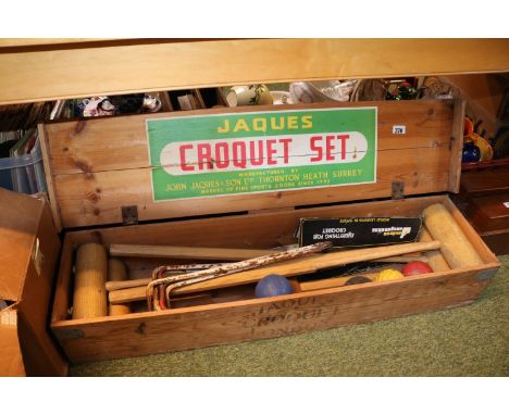 Boxed Jaques Croquet Set in Pin box with accessories 