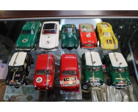 Collection of Vintage Scalextric Vehicles to include Mini Cooper, Mercedes 250 SL, Porsche GT etc