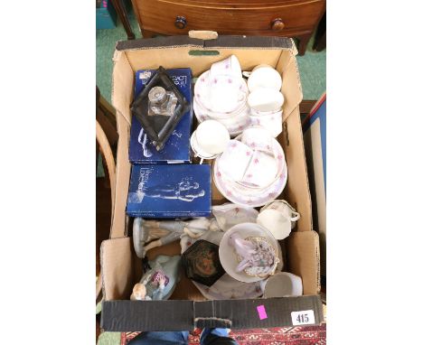 Melba Bone China Transfer printed Tea Set, Collection of boxed Viners Love Story Flatware, assorted Ceramics and a Inkwell