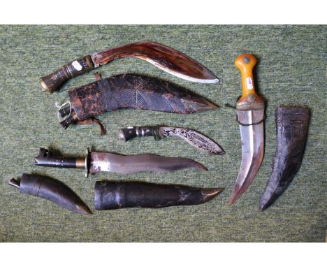 Collection of assorted Kukri and other Tribal Knives 