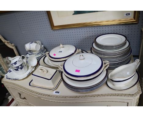 Alfred Meakin gilt banded dinner service Bleu De Roi and a Blue &amp; White transfer printed part tea set 