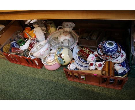 Large collection of assorted Ceramics to include Ble &amp; WHite Prunus Ginger Jar, Burmantofts Faience Jardinière, Imari etc