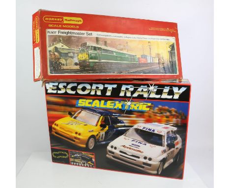 Scalextric Escort rally set and OO Gauge R507 Freight master Train Set.