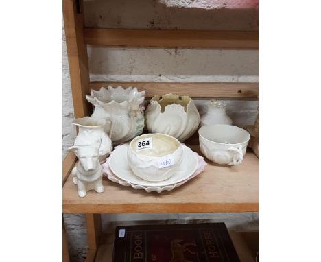 SHELF LOT OF BELLEEK TO INCLUDE FIRST AND SECOND PERIOD 