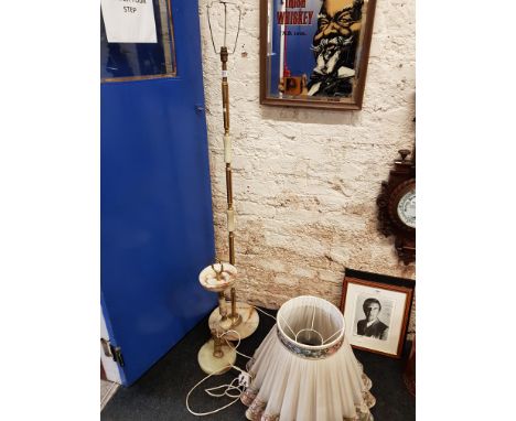 VINTAGE MARBLE AND BRASS STANDARD LAMP AND ASHTRAY 