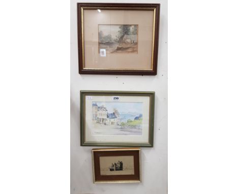 2 WATERCOLOURS AND AN ETCHING 