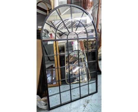 ARCHITECTURAL WALL MIRROR, 100cm x 159cm, aged metal frame. 