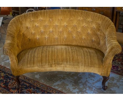 SOFA, 83cm H x 145cm, Victorian mahogany, circa 1860, in gold corduroy. 