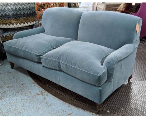 KINGCOME SOFA, 90cm D x 180cm W, Howard style, in blue velvet. 