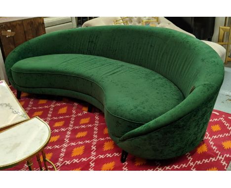 SOFA, 1950s Italian style design, green velvet upholstered, 250cm W. 