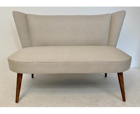 SOFA, 1906s Danish style, 82cm H x 124cm W x 60cm D, neutral cream linen upholstery. 