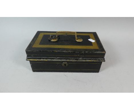 A Vintage Metal Cash Tin with Key 
