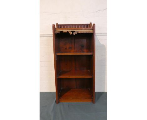 A Late Victorian Three Shelf Open Bookcase with Galleried Top (to Match Lot 54), 46cm Wide 