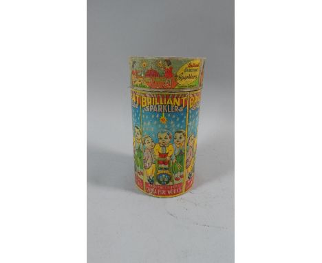 A Vintage Cylindrical Box Once Containing Firework Sparklers, China Fireworks, Manufactured In India, 21cm High 