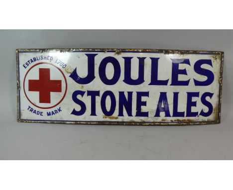 A Rectangular Enamelled Vintage Sign for Joules Stone Ales, 76cm Wide 