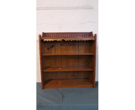 A Late Victorian Three Shelf Open Book Case with Raised Gallery Top, 91cm Wide 