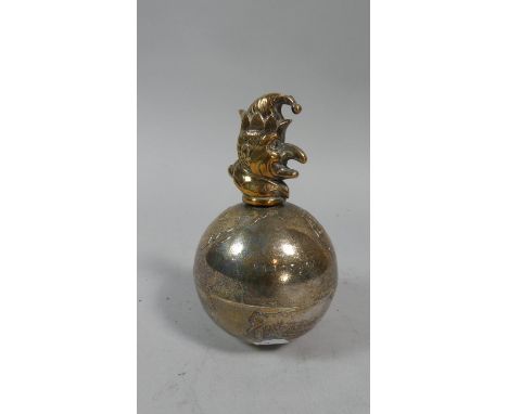 A Silver Plated Brass Paper Weight in the Form of a Globe with Mr. Punch Head Finial, 'Always on Top', with J.R Gaunt, London