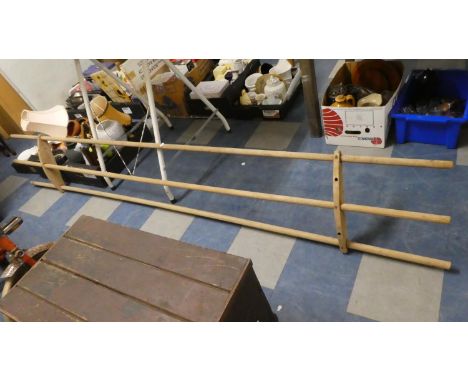 A Vintage Ceiling Hanging Clothes Airer in Pine, 280cm Long 