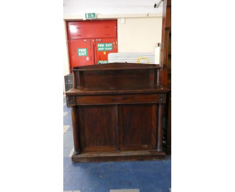 A Victorian Mahogany Chiffonier Base with Raised Gallery Shelf and Twin Pilaster Supports, For Restoration, 121cm Wide 