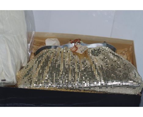 Vintage boxed Oroton handbag with David Jones tag, together with boxed elbow length evening gloves