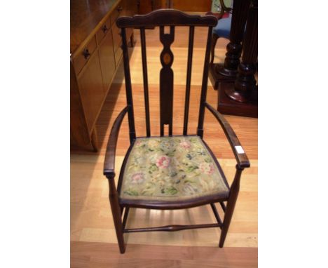 Edwardian inlay chair with tapestry seat insert