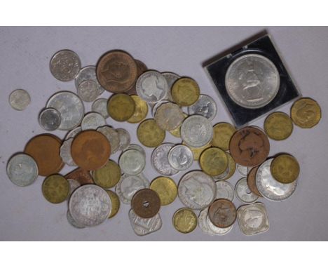 Quantity of antique and vintage world coins including Indian rupees and other silver coins
