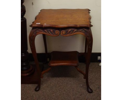 Vintage carved oak occasional table 61cm x 61cm,