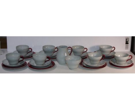 Part Wedgwood of Etruria tea set Windsor grey, comprising of 6 trios, sugar and creamer, together with two extra cups, 3 3 sa