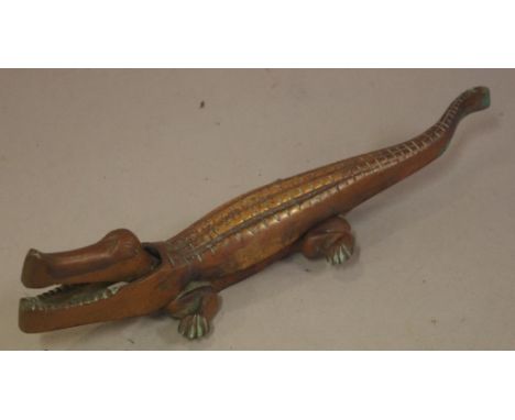 Vintage brass novelty crocodile nutcracker L33.5cm approx