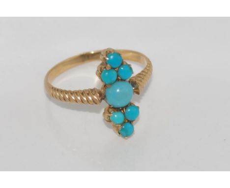 Vintage 14ct yellow gold ring with turquoise weight: approx 2.7 grams, size: Q/8