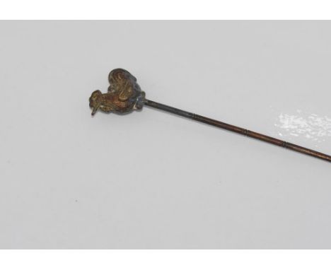 Chinese silver rooster hair pin