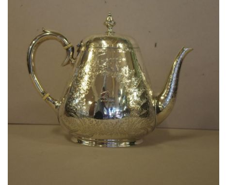 Victorian sterling silver teapot hallmarked London 1884 (Martin, Hall & Co), 18cm high, 670 grams approx, handle loose