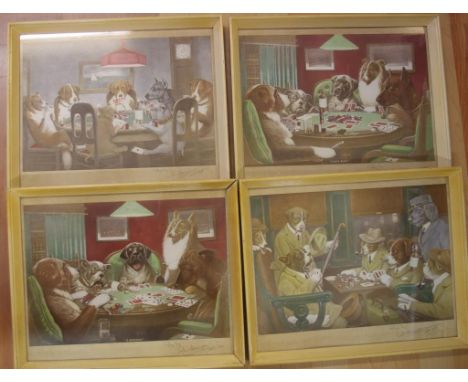 Four vintage novelty dog prints 33 x 40.5cm (frame)