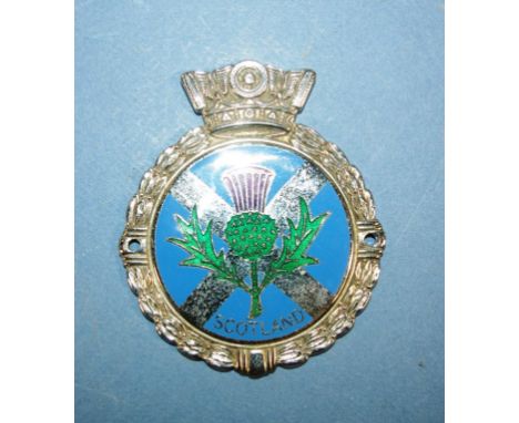 Vintage enamel Scottish car badge