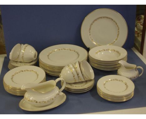 Part Royal Doulton "Fairfax" dinner set comprising of 9 dinner plates, 8 entree plates, 8 bowls, 8 side plates, 9 saucers, 6 