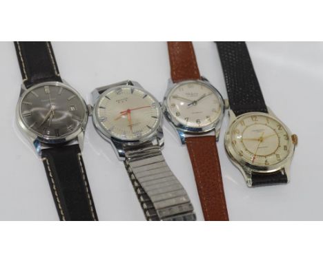 Four gentlemen's vintage watches including Ingersoll, Valgine, Relocco and Farren Price