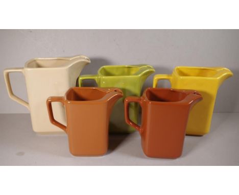 Five assorted Diana ceramic jugs no factory mark, 18cm high (largest) approx.