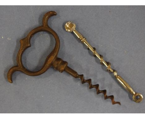 Georgian worm & screw cork screw together with one other vintage cork screw