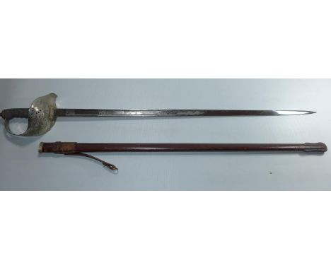 A GEORGE V INFANTRY OFFICERS SWORD AND SCABBARD, 82 CM BLADE 