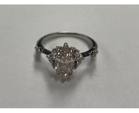 A 1.87 MARQUISE DIAMOND 18CT WHITE GOLD RING, WEIGHT 3.6 GRAMS 