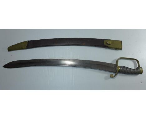 A NAVAL CUTLASS / POLICE HANGER AND SCABBARD, 57 CM BLADE 