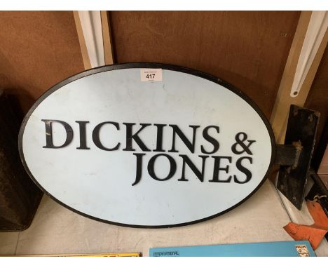 A VINTAGE DICKINS &amp; JONES SHOP SIGN 