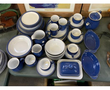 A DENBY DINNER AND TEA SET TO INCLUDE CUPS, SAUCERS, PLATES, JUGS, BUTTER DISHES 