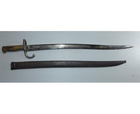 A FRENCH CHASSEPOT BAYONET WITH SCABBARD, 57 CM BLADE 