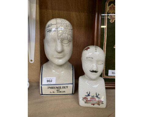 TWO CERAMIC PHRENOLOGY HEAD MODELS 