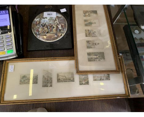 TWO FRAMED PICTURES AND FURTHER CERAMIC MOUNTED PLAQUE 