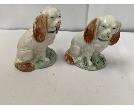 TWO STAFFORDSHIRE CERAMIC SPANIEL MODELS 